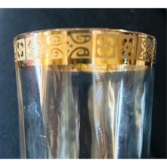 Set of 2 Glass Mini Cup / Shot Glasses w/ Gold Rim - Picture 3 of 3